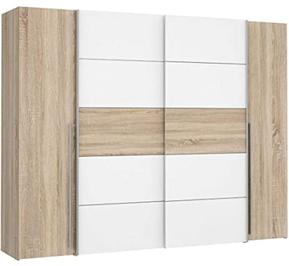 Home Heavenly® - Armario ropero, Armario de 270 cm, 2 Puertas correderas + 2 batientes Extra almacenaje Aragon.