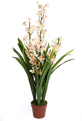 SMPLY. - Planta Artificial de Bidium en Maceta - De Plástico - Decoración Ideal en el Interior y Exterior de Casa - Altura: 115 cm