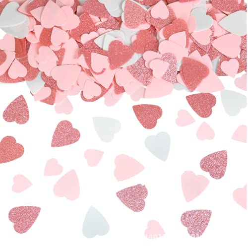 VIEVRE Herz Konfetti Glitzer Rosa Groß Rosegold für Hochzeit, Geburtstag, Taufe, Valentinstag