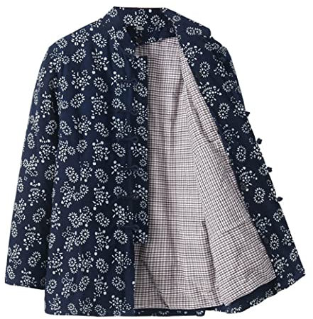 Winter-Baumwolle, dicker Tang-Anzug, Damen, warm, Tai-Chi-Uniform, chinesische traditionelle Kleidung, Kung-Fu-Uniform, Jacke, langärmelig, Mantel für Senioren, Kampfsport, Clothin, blau (1), XL/XXL