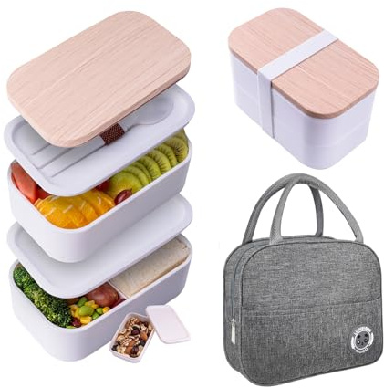 Uybieef Bento-Box für Erwachsene mit Lunchtasche – japanische Lunchbox, auslaufsicher, 54 oz (ca. 1,6 l), Weiss