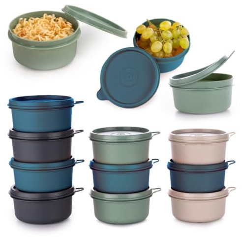 EYNEL 280 ml kleine runde Frischhaltedosen mit Deckel 12 Stück, luftdicht, auslaufsicher, wiederverwendbar, Kunststoff To Go Bento Box, Mini Lunchbox, für Küche, Picknick