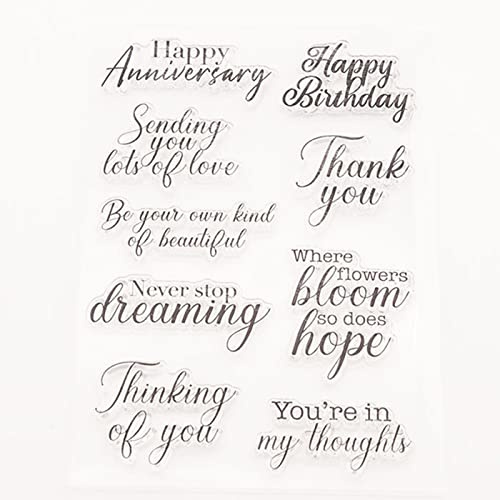 arriettycraft Phrase Sentiment Clear Stamps Anniversary Birthday Thank You Rubber Stamps Clear Stamps for Card Making Decoration and DIY Scrapbooking