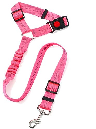 Dog Seat Belt Car Harness Seatbelt for Pet Cars Safety Lead Adjustable Clip Restraint Headrest Elastic Bungee No Tangle Leash for Small Medium Puppy in Vehicle Travel (Pink)