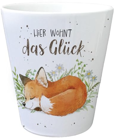 speecheese Fuchs Blumentopf im Aquarell-Stil EIN bunter Pflanzentopf für die Fensterbank Geburtstag Wald Spruch Natur Übertopf Waldtiere Sprüche Träumen Fenstersims Frauen Hier wohnt