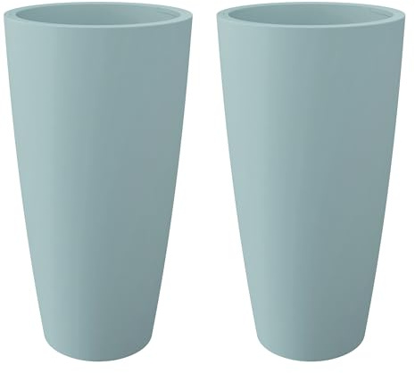 Nicoli VASO ALTO STYLE CM 36X70H INTERNO ESTERNO, SOTTOVASO ESTRAIBILE (2 PEZZI - CM 38X85, Grigio)