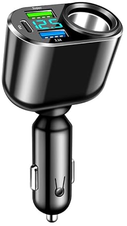 Auto Ladegerät Zigarettenanzünder Verteiler Adapter Splitter, 90W Autoladegerät Zigarettenanzünder, 66W USB Superschnelles Aufladen & PD 30W KFZ Ladegerät mit LED Voltmeter