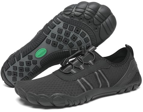 SAGUARO Unisex barfota badskor vattenskor snabbtorkande tjock sula halkfri andningsbar storlek 36-48, Svart, 46 EU