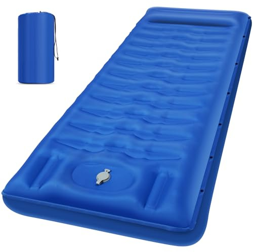 GLMNES Sleeping Pad, Ultralight 6IN Thicken Inflatable Sleeping Pad for Camping, Built-in Pump, Ultimate for Camping, Hiking, Airpad, Carry Bag, Repair Kit, Compact & Lightweight Air Mattress(Blue)