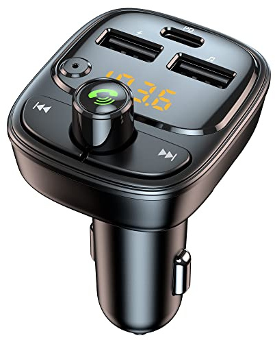 Bluetooth 5.3 FM Transmitter Car Adapter, Wireless Radio MP3 Player Stereo Music Audio Receiver Hands Free Calling, 42W (PD 30W & 12W) USB C Car Charger for iPhone, Support TF Card & USB Disk (Black)