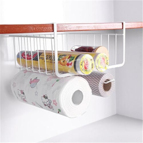Panier Sous Étagère Support de rangement de garde-robe en fer forgé sous le compartiment de support suspendu panier suspendu rangement suspendu support de finition panier de rangement à domicile ( Col