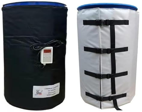 GEHPYYDS IBC Drum Blanket Heater 55 Gal/275 Gal, Metal Oil Drum Heater, 0~150℃ Adjustable Temperature, Waterproof Insulation Materials,Full-Wrapped Design for Rapid Heating,Black-55Gallon/200L