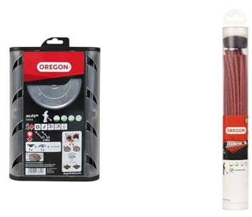 Oregon Jet Fit Tête de Coupe à 4 Fils, Tête Universelle à Installation Facile pour Coupe-Bordure & 539174 Fil de coupe strié prédécoupé Techni-Blade, rouge, 7 mm, 26 cm, 40 pièces