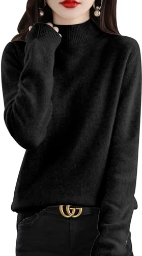 Yutdeng Jersey Mujer Invierno Jersey Cuello Alto Suéter Invierno Jersey de Punto Elegante Pullover Caliente Casual Suéteres Básico Jerséis de Manga Larga Camiseta Medio Cuello Vuelto Tops Cálido Otoño