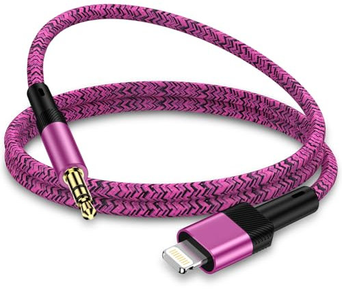 Aux zu Lightning Kabel[MFi zertifiziert]Stereo Lightning zu 3.5mm Kopfhörerbuchse Lead Aux Kabel für iPhone im Auto Audio Kompatibel mit iPhone 14 Pro Max 13 12 11 i-Pad Pro 11 Mini XS XR X 8 7(1M)