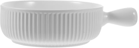 Cabilock Ciotola Per Insalata in Ceramica Adatta Forno A Microonde Teglia Decorativa Vassoio Portatile Ciotola Impilabile Per Cucina Bianca