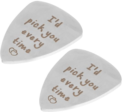 Edelstahl Gitarrenplektrum 2 Stück, Kreatives Zubehör für Gitarre und Bass | Silber Schwarzes, Ergonomische Form, Schützt Finger Beim Spielen, Kompaktes Format für Unterwegs