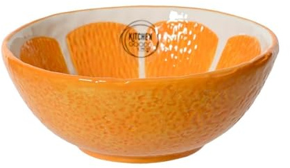 Decoris Schale 15x6cm Keramik in Orangen Form - Schalen & Schüsseln - Servierschale Salatschale Dessertschale Müslischale Obstschale - Dekoschale Frühling & Sommer - Früchte Geschirr Orange Weiß