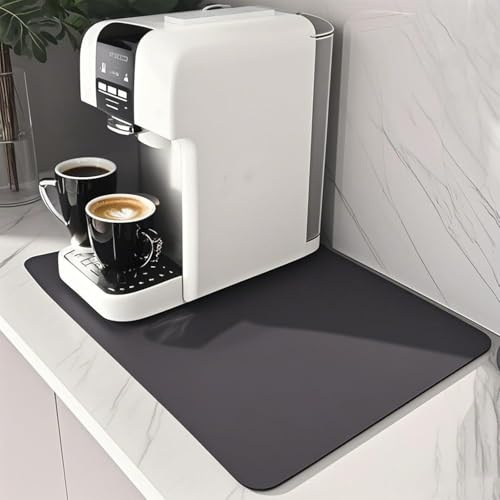 pafnisoin Kaffebryggarmatta underlägg 1 st kaffematta, 40 x 30 cm, kaffemaskinsunderlägg, droppmatta, servis, underlägg för helautomatisk kaffemaskin (mörkgrå)