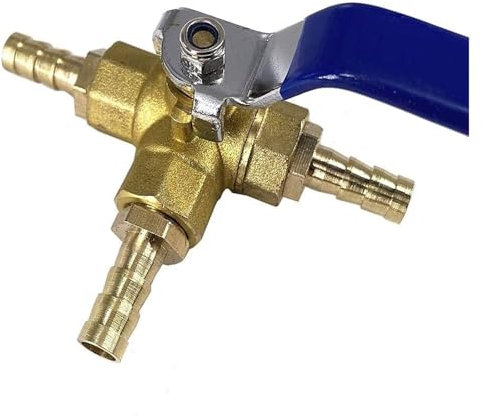 Ball Valve 1pcs L-Port 3 Way Ball Valve,4/6/8/10/12/14/16mm Hose Barb Three Way Brass Valve,Connector Adapter(8mm Barb)