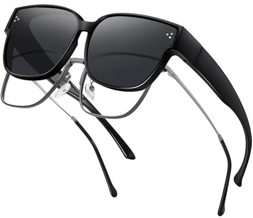 J.Fée Sonnenbrille Über Normale Brille Überzieh Sonnenbrille Sonnenbrillen für Brillenträger Polarisierte Überbrille Brillenträger mit UV400 Schutz für Fahrrad Radfahren Reisen
