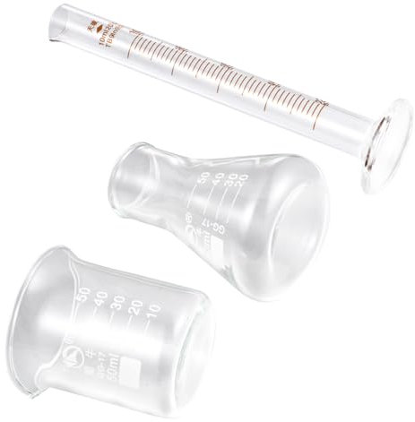 Mobestech Fiole Conique Échelle Facile à Lire Bécher Ensemble de 3 Pièces en Verre Cylindre Gradué Résistant Chimiquement de Laboratoire pour Expériences Scientifiques