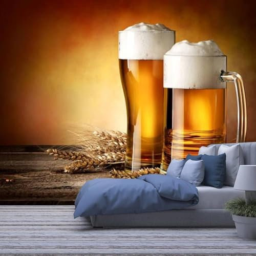 Papier Peint Mural 3D Personnalisé De N'Importe Quelle Taille Boisson Au Blé En Chope De Bière Photo Peinture Murale, Salon Chambre Hôtel Papier Peint Décor À La Maison Peler Et Coller Af-314733455545