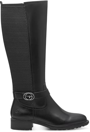 Infinity Leather Botas de Montar Clásicas de Cuero Negro con Plataforma Hasta la Rodilla Para Mujer
