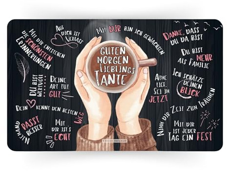 Frühstücksbrettchen „Guten Morgen Lieblingstante“ – Geschenk für Tante, Geburtstagsgeschenk für die beste Tante, liebevolle Botschaft, robust & langlebig