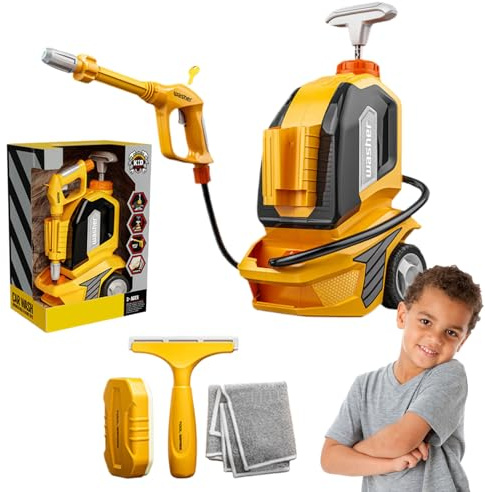 Machine à laver de voiture jouet : kit de nettoyage de pulvérisation d'eau, station de jeu interactive | Buse à pression réglable, ensemble d'activités de plein air amusantes, garage pour auto simule