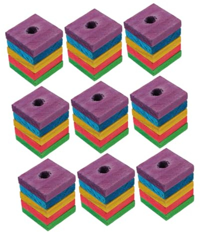 Toyvian 50pcs Parrot Wooden Block Toys for Bird Chewing DIY Wood Chip Toys for Cockatoos