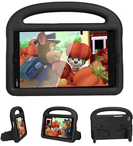 Resa med surfplatta Tablet Väska till Huawei M3 / M5 Lite 8,4 tums kiselfall For barn, For chocktäta lättviktigt droppskyddat stativ tablettväska, med handtag och kickstand(Siyah)