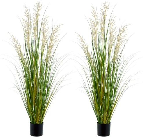 Haispring Künstliche Pflanze, 119,4 cm, Zwiebelgras, künstliche Pflanze im Topf, dekorative Blumen und Grünpflanzen für Zuhause und Büro, ideales Einweihungsgeschenk (2 Stück, grün)