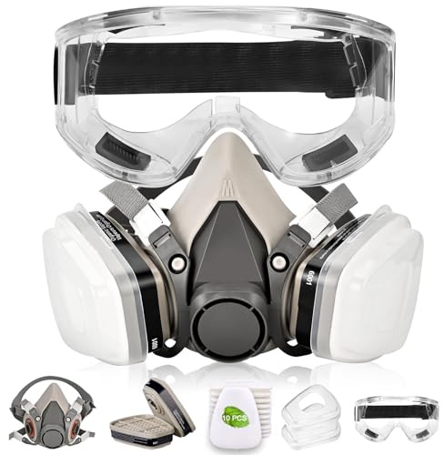 LJJYIJUN Respirator Mask with Filters - Spraying Mask, Face Mask for Resin, Paint, Chemical, Woodworking