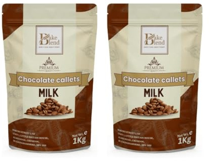 Milk Chocolate Callets 2X1kg - Bake Blend - Quality Milk Chocolate Drops for Baking, Melting & Ganache - Smooth & Creamy Flavour for Cakes, Cookies & Desserts