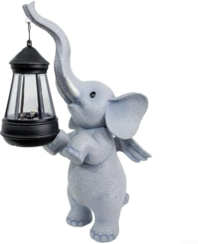 Eléphant ailé décoratif avec lampe solaire pour terrasse, balcon et jardin sans besoin électrique