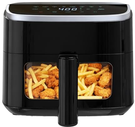 NEWBULIG Air Fryer，4QT Small AirFryer with Easy View Window and Interior Light, Digital Touchscreen with 8 Presets for Custom Cooking, Nonstick and Dishwasher Safe Basket, Black