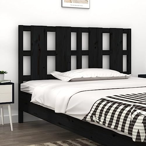 YunCangg Kopfteil Schwarz Massivholz Kiefer 125,5x4x100 cm, Rückenlehne Betthaupt für Schlafzimmer Gästezimmer, freistehend, mit Polsterung, Wandmontage möglich, Komfortable Rückenstütze zum Anlehnen