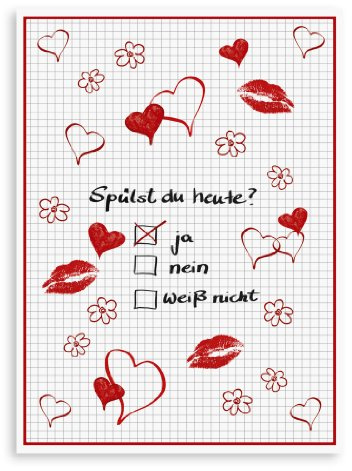 KRACHT, Halbleinen Geschirrtuch, Druck Spülst du Heute, Format 50/70