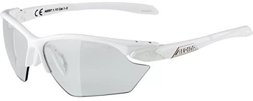 ALPINA TWIST FIVE S HR V - Selbsttönende, Bruchfeste & Beschlagfreie Sport- & Fahrradbrille Mit 100% UV-Schutz Für Erwachsene, white gloss, One Size