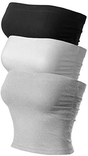 MixMatchy - Top da Donna Casual Senza Spalline, in Cotone - Nero - S