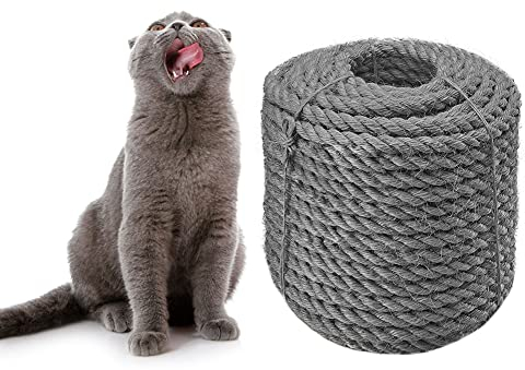 CAThrone Sisal Rope 6mm for Cat Scratcher Repair, DIY Scratching Furniture, Cat Tree, Scratch Carpet & Mat, Cat Kicker Toys, Gray 20m/66ft