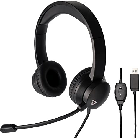 Thronmax THX-20 - Cuffie USB con microfono ad archetto (THX20) con cuffie imbottite e telecomando integrato per una comoda comunicazione HQ durante corsi online, videogiochi, chat, ecc.