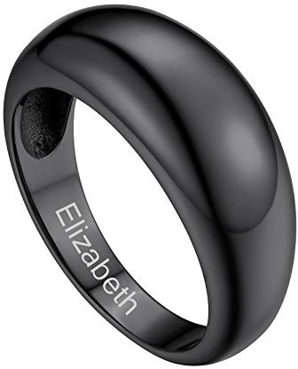GoldChic Klassischer Glänzender konvexer Ring aus 316L Edelstahl in Breite 8.8mm/16mm/23.5mm Einfache stapelbare Bandring mit Strass Sterne Schmal Memorial Damen Ring Ringgröße 54.4（17.3）-67.2（21.4） in Silber/Gold/Schwarz