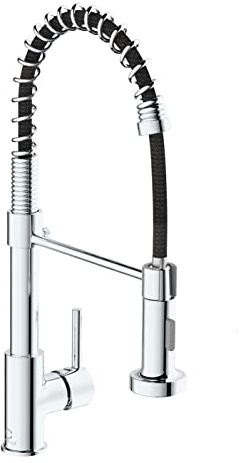 Kitchen Faucet, Commercial Kitchen Sink Faucets with Pull Down Sprayer, Stainless Steel Faucets for Kitchen Sinks, Dual Function Spray Head, Single Handle Spring Kitchen Faucets -Chrome Finish