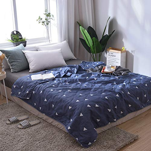 Chickw1 Schön Blatt Tagesdecke Bettüberwurf Gesteppt, Mikrofaser Tagesdecke Schlafzimmer Steppdecke Decke Überwurf Wohnzimmer Sofaüberwurf für Einzelbett Doppelbett (Blaues Dreieck,200x230cm)
