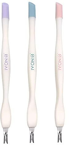 IVON Cuticle Trimmer with Pusher, 3pcs Rubber Tip Cuticle Tool for Nail Art