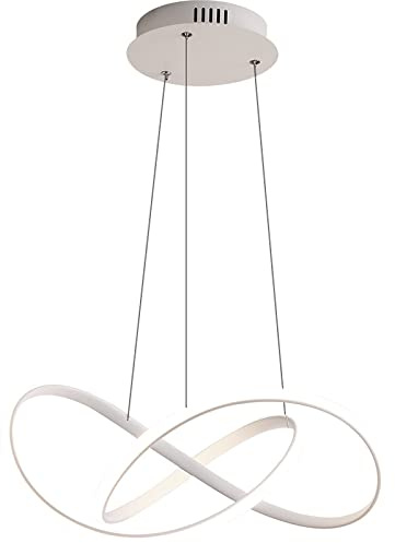 Eurotondisplay LED Pendelleuchte 9642 weiß 50cm Höhe 120cm 96W Fernbedienung Lichtfarbe/Helligkeit einsetllbar dimmbar Acryl-Schirm weiß lackierter Metallrahmen A+ (9642 white Ø 50 cm 96W)
