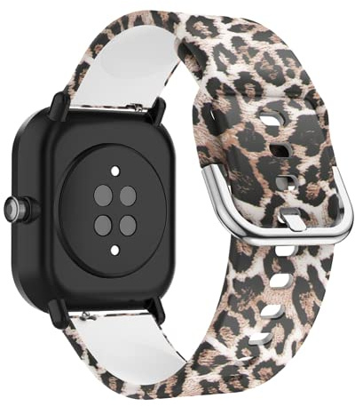 SeNool 20mm Armband für Amazfit GTR Mini/ GTS4 / GTS3 / GTS2e / GTS4 Mini, Silikon Sport Uhrenarmbänder Ersatzarmband für Amazfit Active 2/ Active / Bip3 / Bip3 Pro/Bip U Pro - Leopard