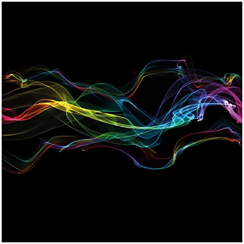 Wallario Memoboard aus Glas mit Motiv, Magnet-Tafel in 50 x 50 cm in Premium Qualität Bunter Rauch vor schwarzem Hintergrund